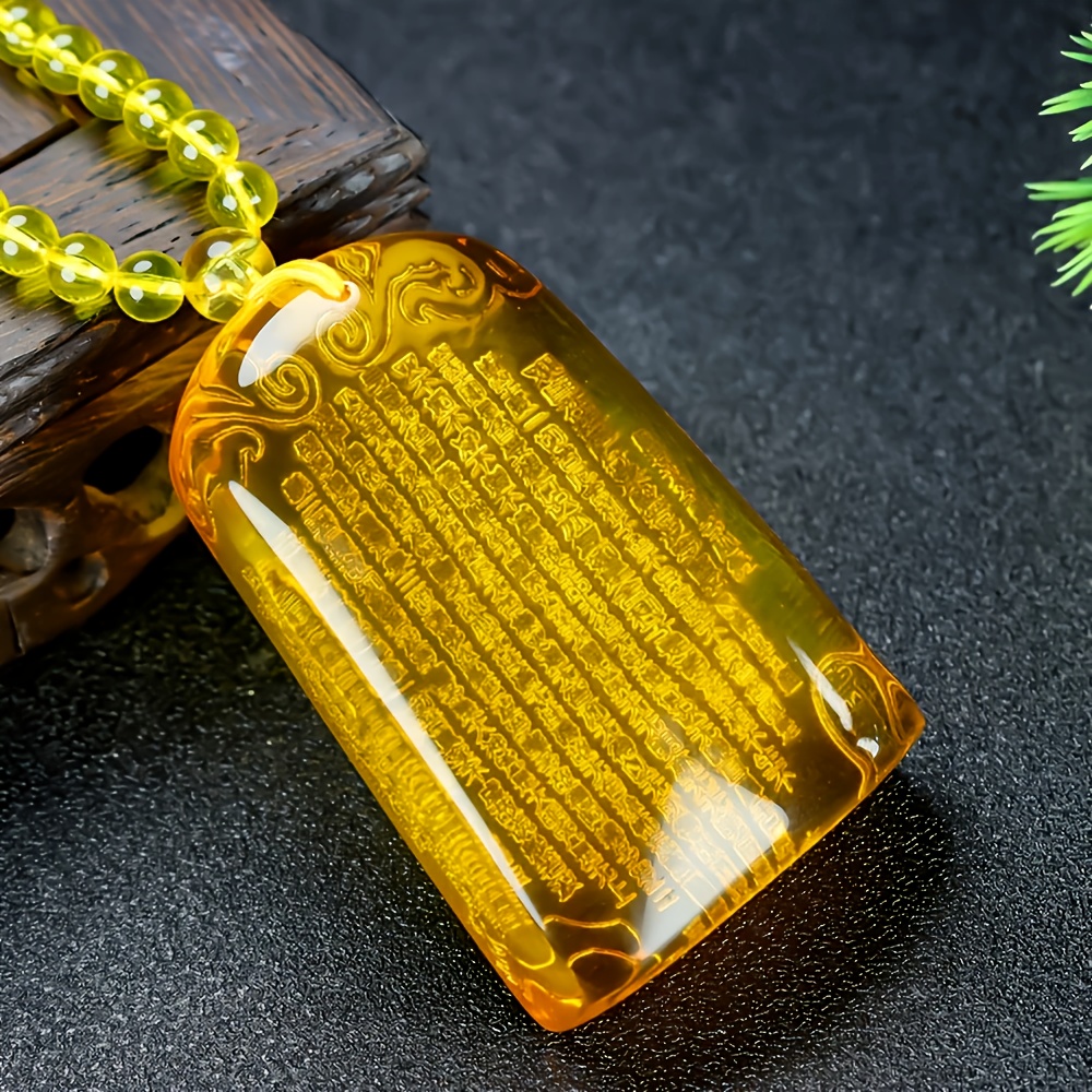 Unisex Amber Carved Pendant Necklace, Couple's Set
